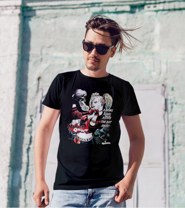 Harley Quinn A Bowl A Day Keeps The Bat Away Oh Harleen You Slay Me T-Shirt