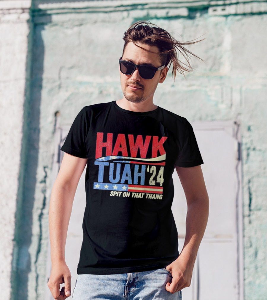 Hawk Tuah '24 Spit On That Thang 2024 American Flag T-Shirt