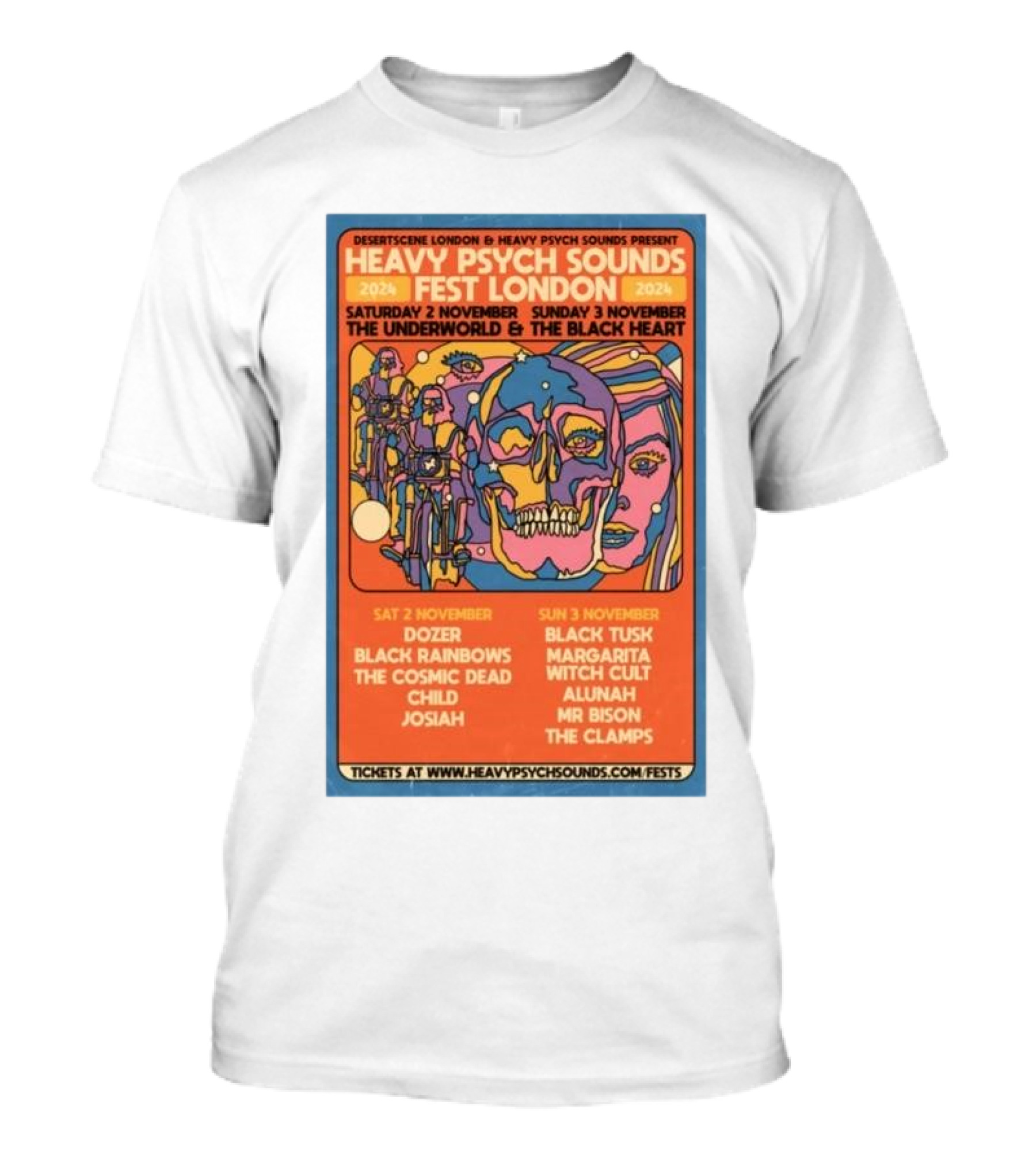 Heavy Psych Sounds Fest London The Underworld And The Black Heart Nov 2-3 2024 Dozer Black Tusk Margarita Live T-Shirt