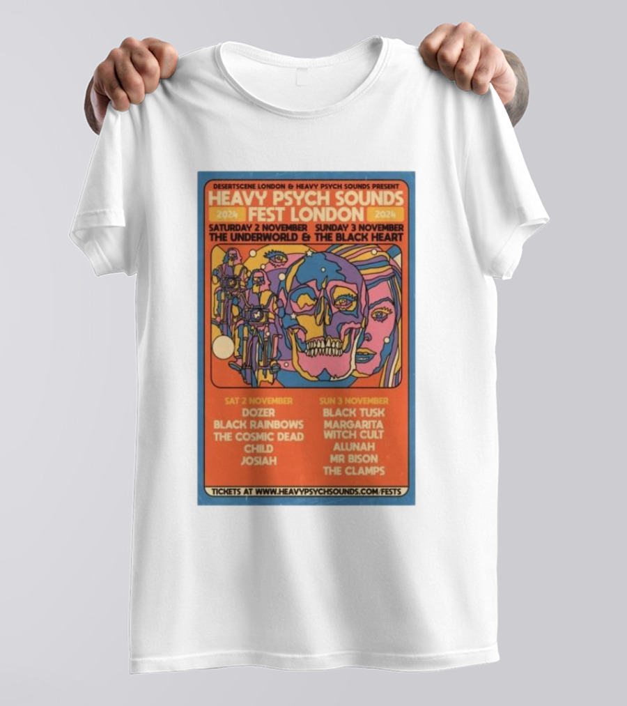 Heavy Psych Sounds Fest London The Underworld And The Black Heart Nov 2-3 2024 Dozer Black Tusk Margarita Live T-Shirt