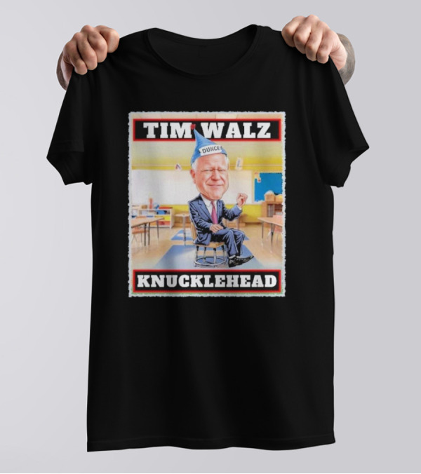 Tim Walz Knucklehead Dunce Classroom Scene T-Shirt