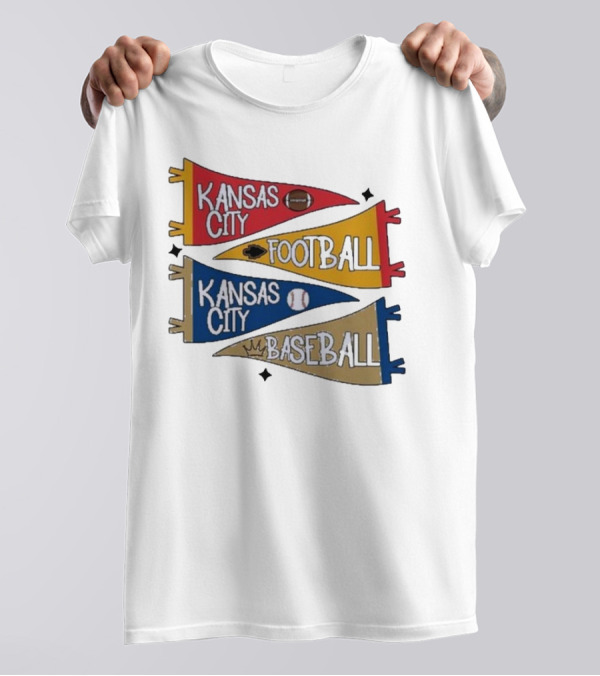 Kansas City Football Kansas City Baseball Pennant Icons T-Shirt
