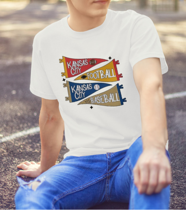 Kansas City Football Kansas City Baseball Pennant Icons T-Shirt