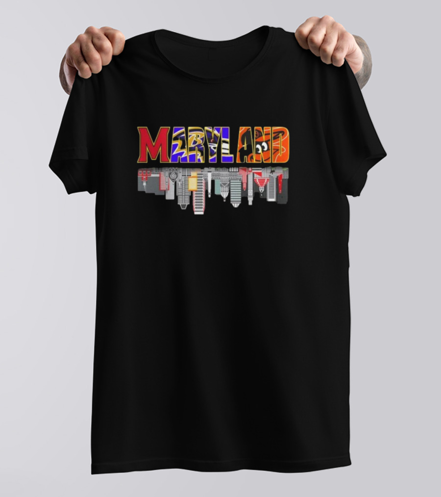 Maryland Skyline Baltimore Orioles Ravens Washington Commanders T-Shirt