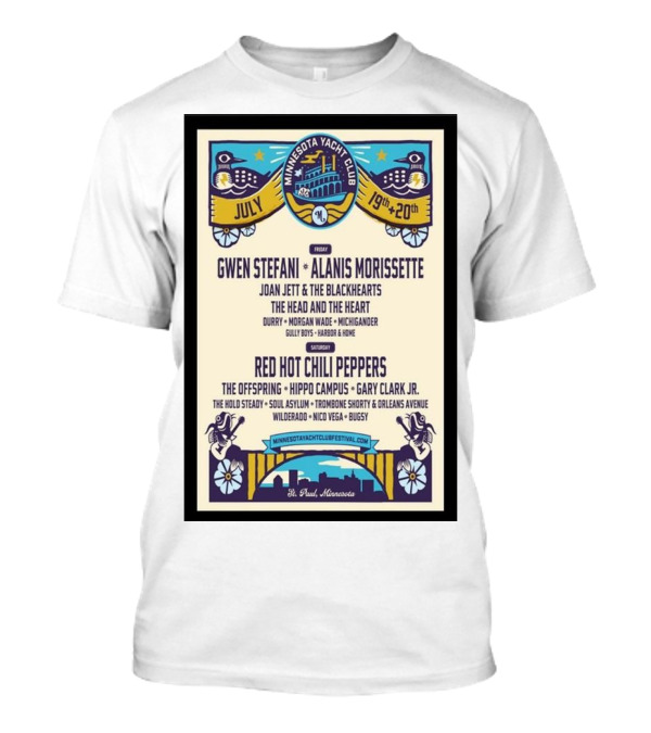 Minnesota Yacht Club Festival July 19-20 2024 St. Paul MN Gwen Stefani Alanis Morissette Red Hot Chili Peppers Music Event T-Shirt