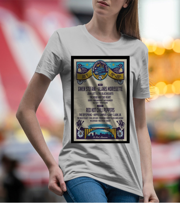 Minnesota Yacht Club Festival July 19-20 2024 St. Paul MN Gwen Stefani Alanis Morissette Red Hot Chili Peppers Music Event T-Shirt
