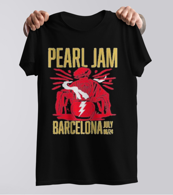 Pearl Jam Barcelona July 06 2024 The Witch Artwork Lightning Cauldron Palau Sant Jordi Night 1 Two Sides Print Premium Long Sleeve T-Shirt