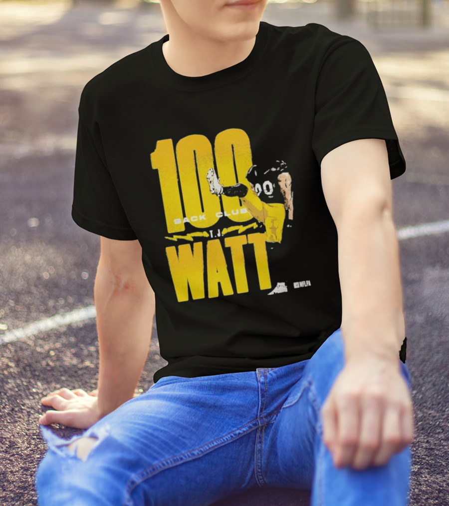 Pittsburgh Steelers T.J. Watt 100 Sack Club NFLPA T-Shirt