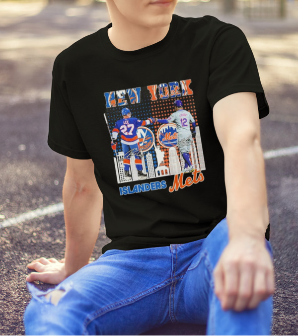 New York Islanders Mets Anders Lee Francisco Lindor Collaboration T-Shirt