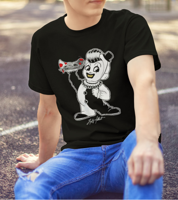 Ghoulish Clown Trickster With Trumpet On Arty Big Boy Halloween T-Shirt