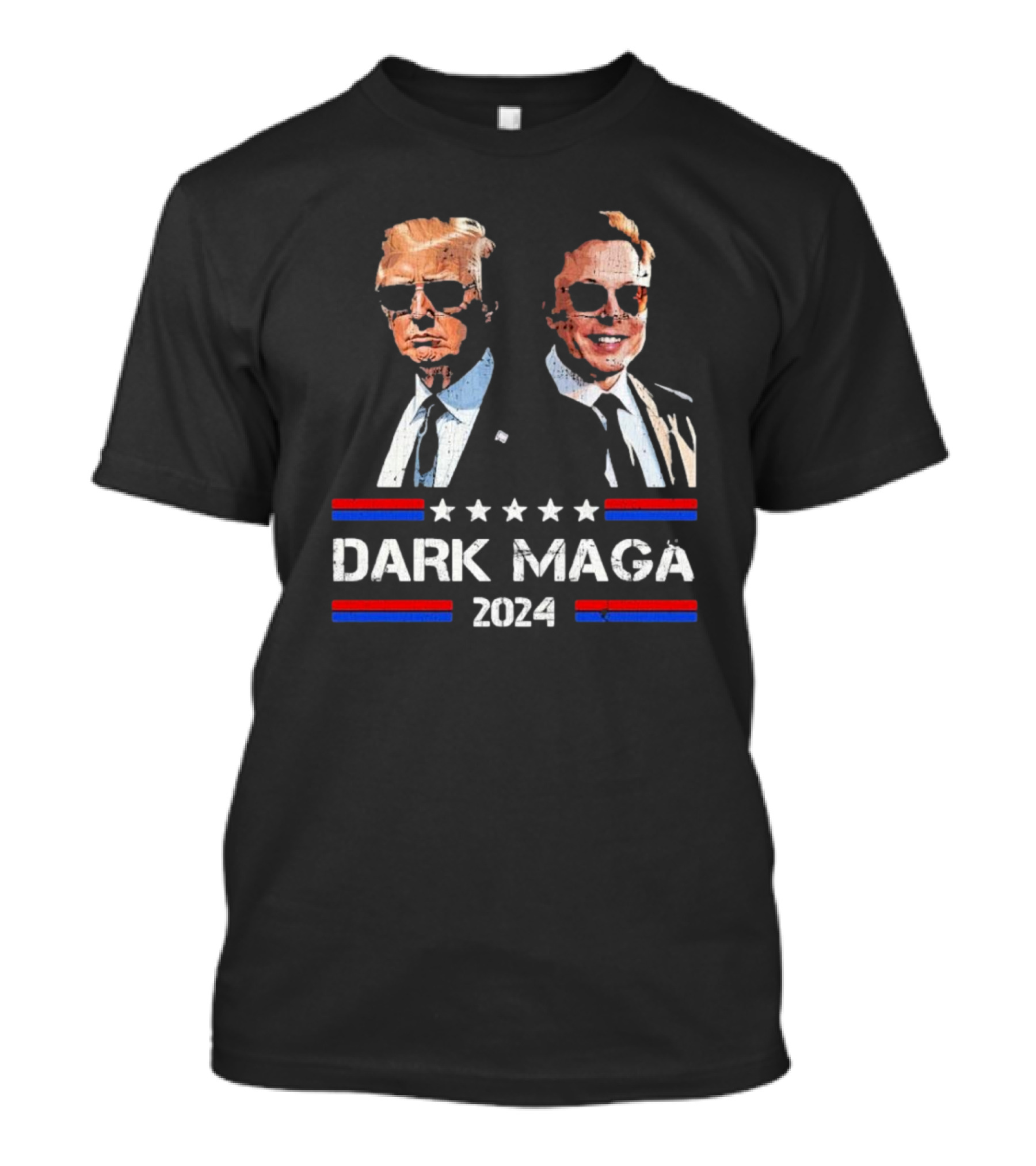 Dark Maga Trump Musk 2024 Stars Stripes Iconic Pair T-Shirt