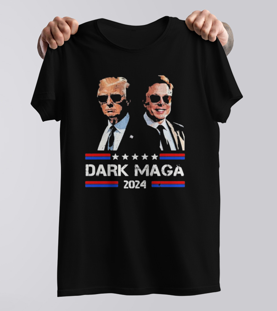 Dark Maga Trump Musk 2024 Stars Stripes Iconic Pair T-Shirt
