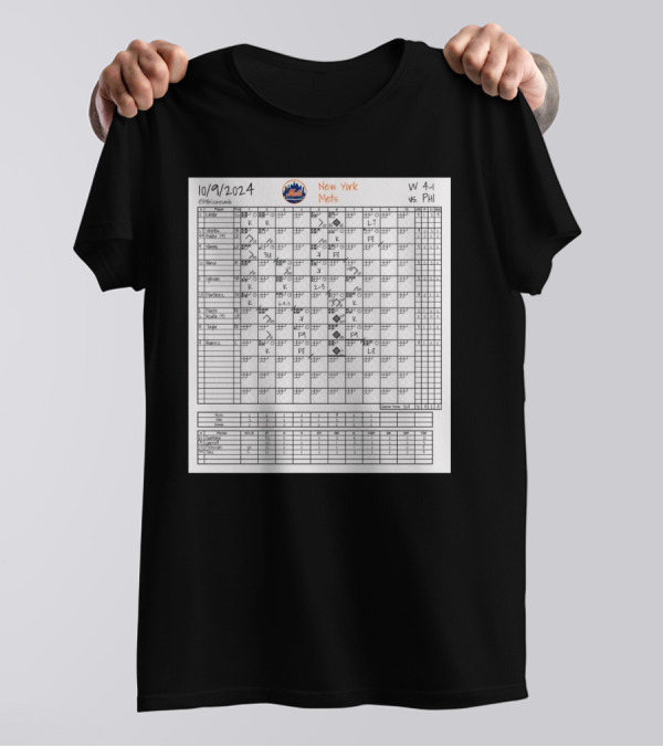 David Peterson New York Mets MLB Scorecards 10/09/2024 W 4-1 Vs PHI T-Shirt