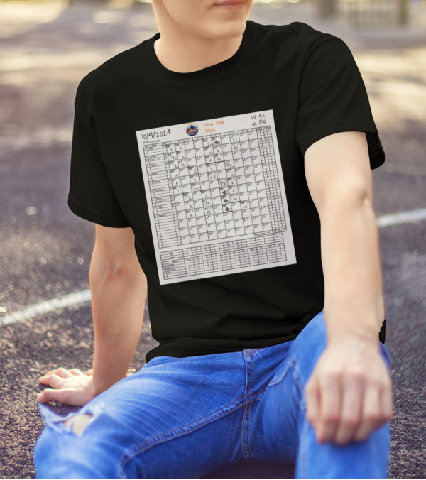 David Peterson New York Mets MLB Scorecards 10/09/2024 W 4-1 Vs PHI T-Shirt