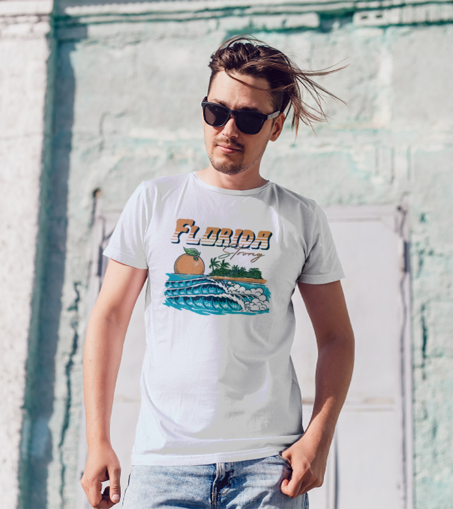 Florida Strong Charity 2024 Orange Waves And Island T-Shirt