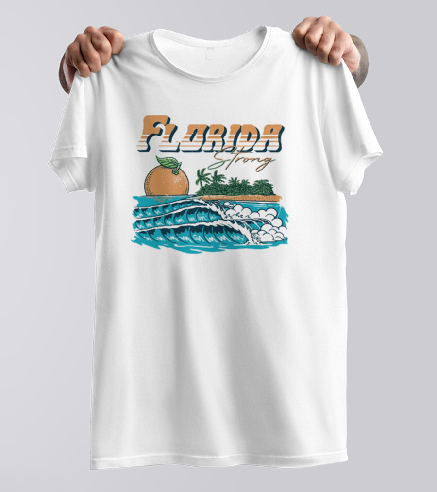 Florida Strong Charity 2024 Orange Waves And Island T-Shirt
