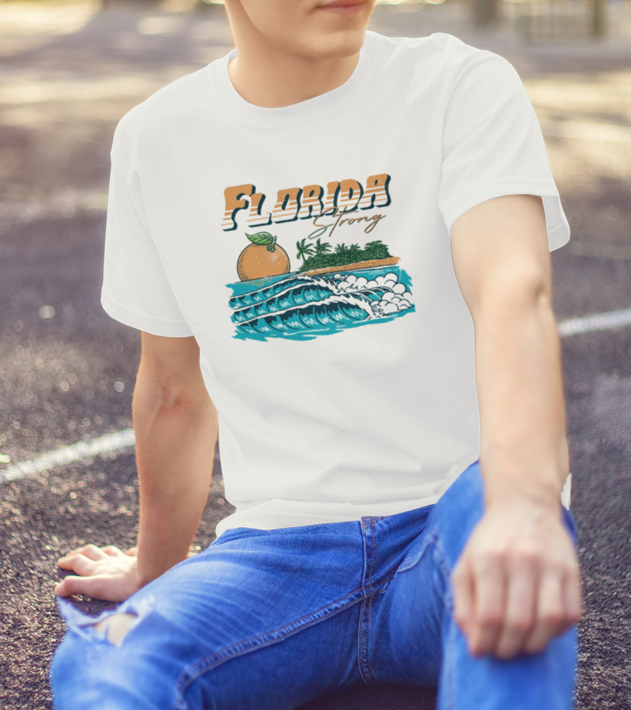 Florida Strong Charity 2024 Orange Waves And Island T-Shirt