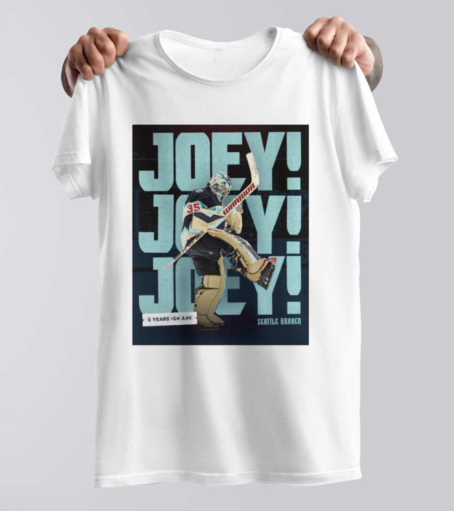 Joey Daccord Seattle Kraken Warrior 5 Years $5M AAV T-Shirt