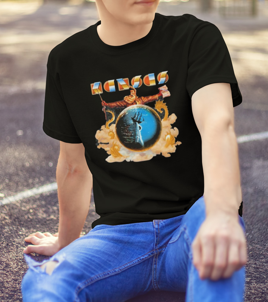 Kansas John Brown Nautical Ship In Storm Cloud Background T-Shirt
