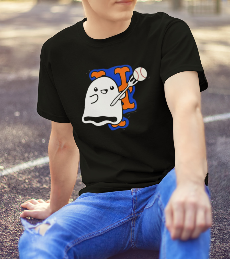 New York Mets Halloween 2024 Baby Ghost Baseball T-Shirt