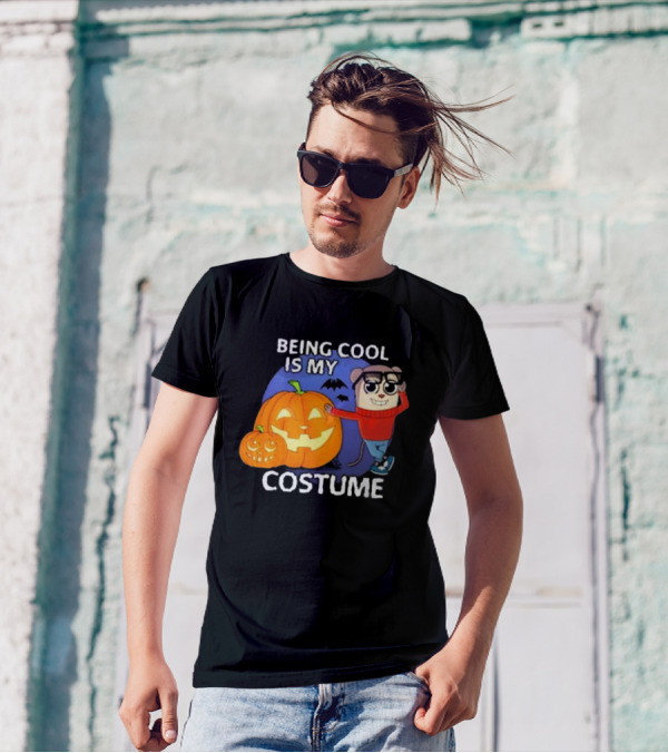 Maxdesignpro Being Cool Is My Costume Halloween 2024 Pumpkin Character With Glasses And Bats T-Shirt