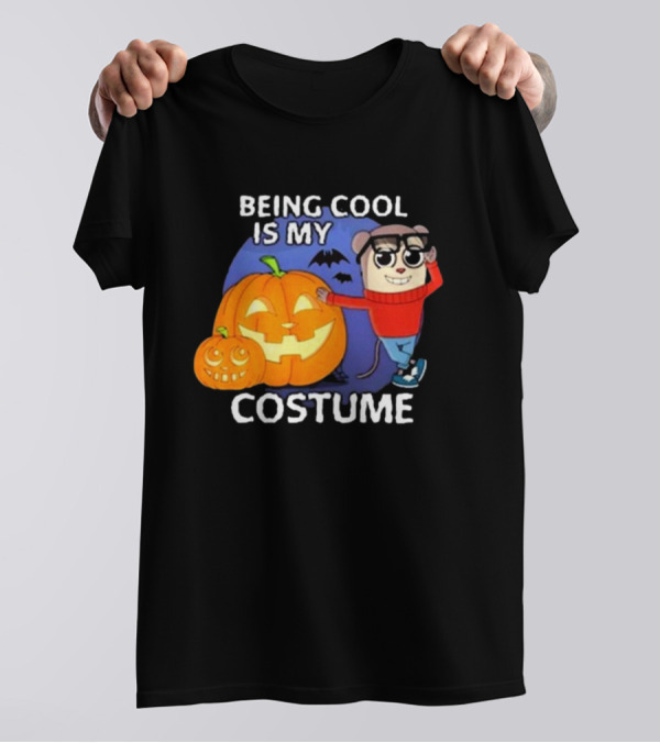Maxdesignpro Being Cool Is My Costume Halloween 2024 Pumpkin Character With Glasses And Bats T-Shirt