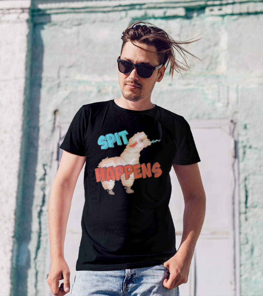 Spit Happens Llama Alpaca Chewing T-Shirt