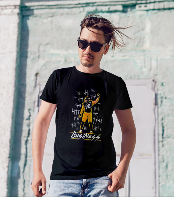 TJ Watt Pittsburgh Steelers NFL Business 90 Sacks Painting T-Shirt