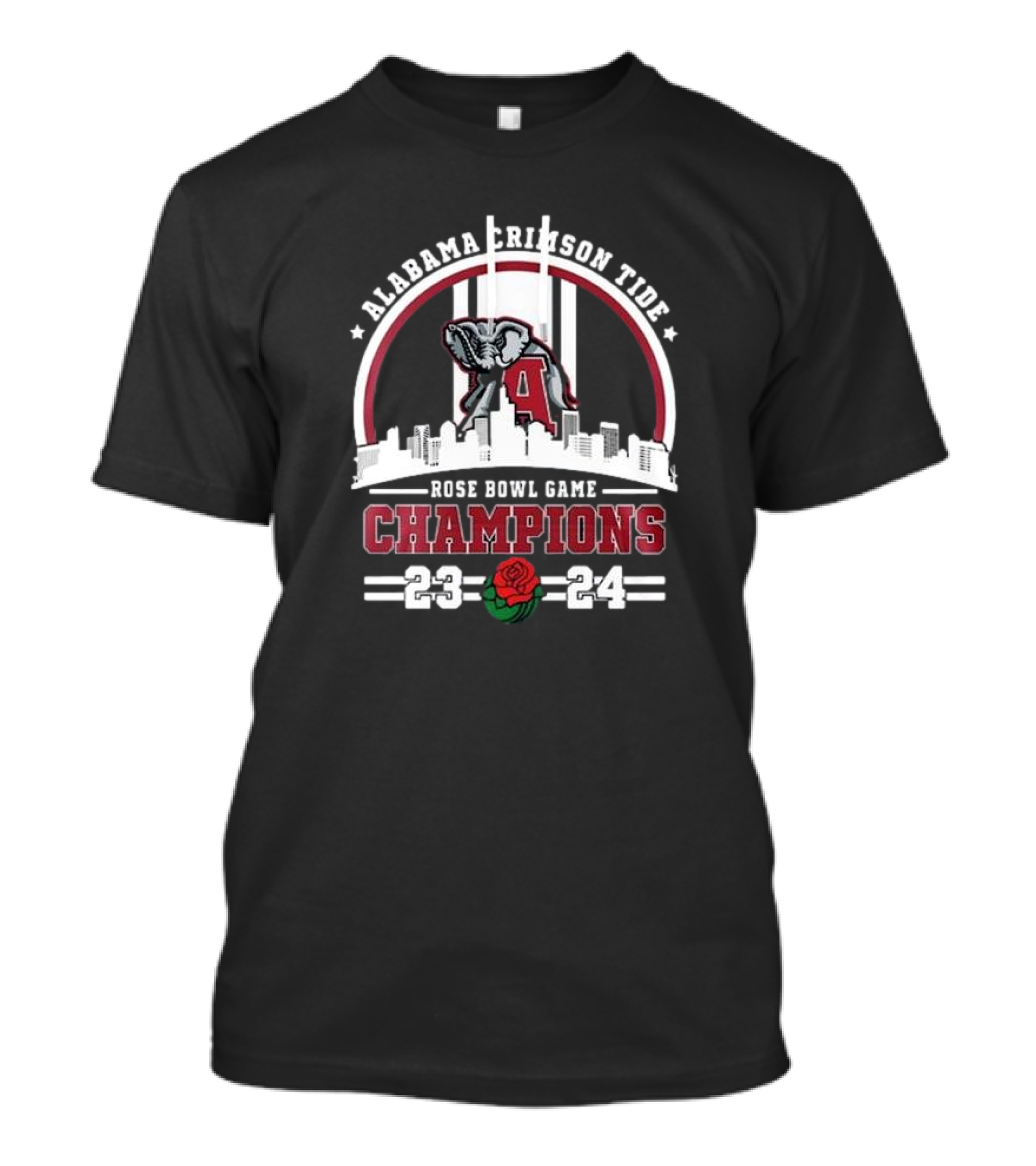 Alabama Crimson Tide Rose Bowl Game Champions City Skyline 23-24 T-Shirt