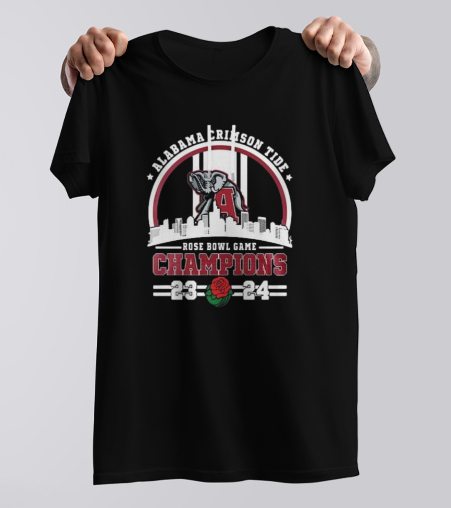 Alabama Crimson Tide Rose Bowl Game Champions City Skyline 23-24 T-Shirt