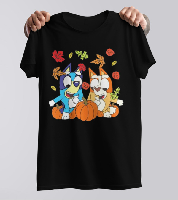 Bingo Pumpkin Season 2024 With Leaves And Dogs T-Shirt