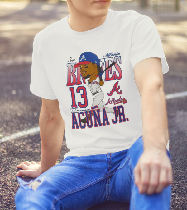 Atlanta Braves Ronald Acuña Jr. Caricature 13 Atlanta Baseball T-Shirt
