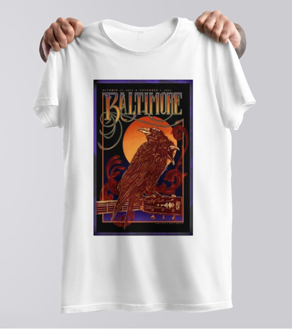 Billy Strings Baltimore October 31-November 1 2024 CFG Bank Arena Event Raven T-Shirt