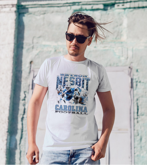 Bryson Nesbit Carolina Football Vintage Graphic Blue And Black T-Shirt