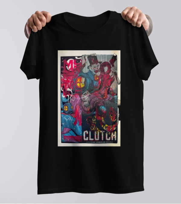 Clutch Show September 26 2024 Grand Rapids MI Trippy Skeleton Circus T-Shirt