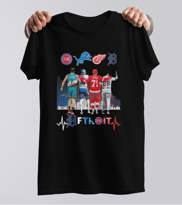 Detroit Lions Pistons Red Wings Tigers Signatures Detroit 2024 Sports Legends T-Shirt