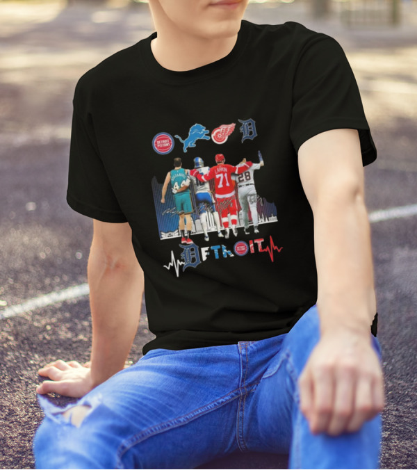 Detroit Lions Pistons Red Wings Tigers Signatures Detroit 2024 Sports Legends T-Shirt