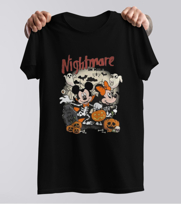 Nightmare On Main Street Wish You Were Here Disney Mickey And Minnie Mouse Halloween T-Shirt