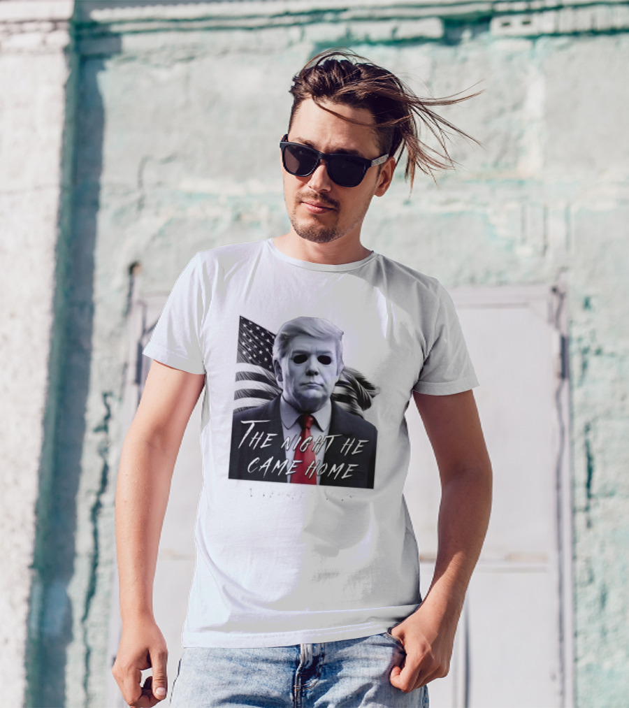 Donald Trump Halloween Mask The Night He Came Home American Flag T-Shirt