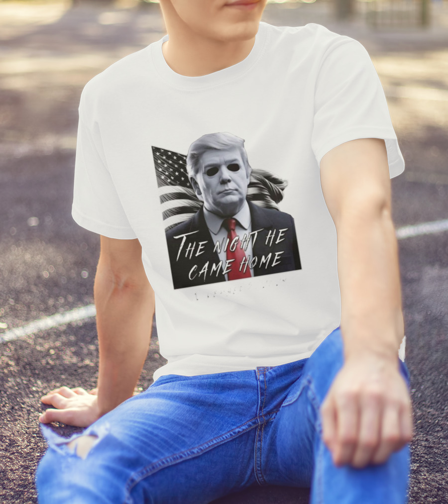 Donald Trump Halloween Mask The Night He Came Home American Flag T-Shirt