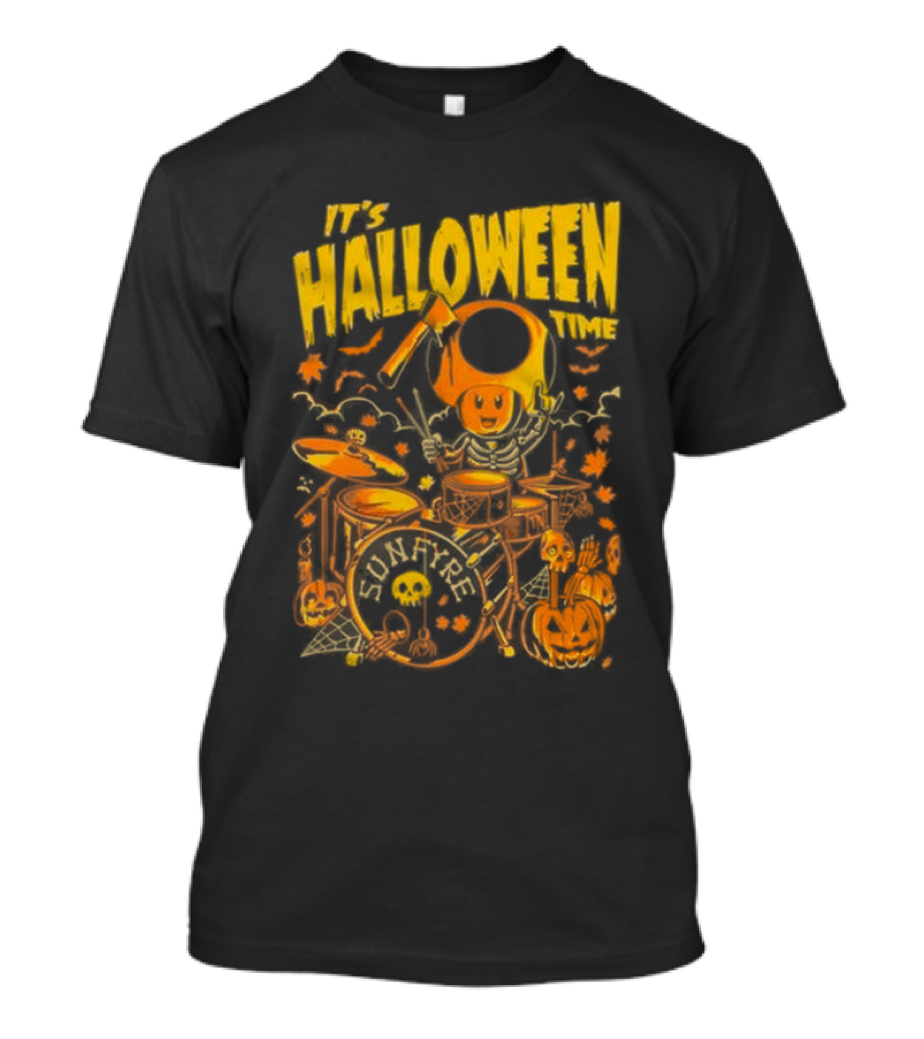 It's Halloween Time Sunfyre Drum Skeleton Pumpkins T-Shirt