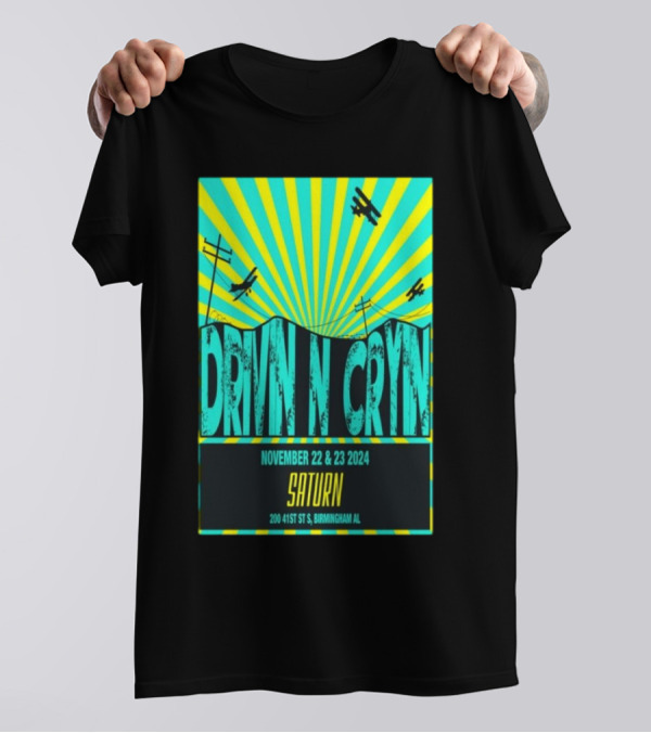 Drivin N Cryin Saturn Birmingham AL November 22-23 2024 Tour Airplanes Sunburst T-Shirt