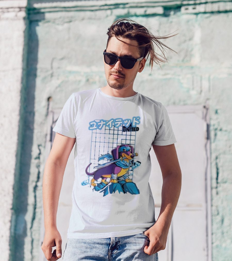 Dylan United Unitedgamer Bumi Ninja Dog On Rock With Sword And Blue Scarves T-Shirt