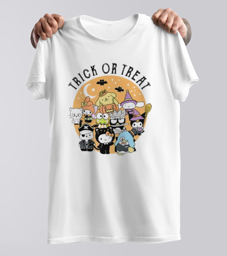 Trick Or Treat Hello Kitty And Friends Halloween Moon Bats T-Shirt