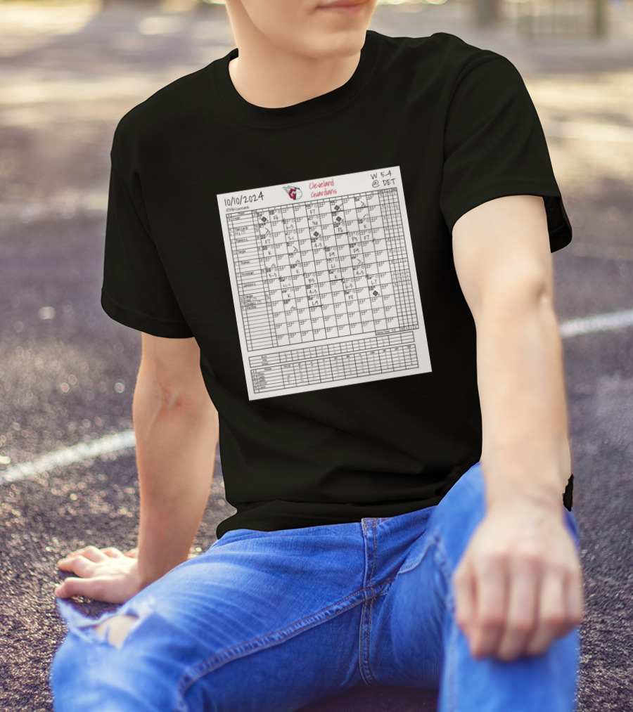Hunter Gaddis Cleveland Guardians Game Scorecard 10-10-2024 Victory 5-4 At Detroit T-Shirt