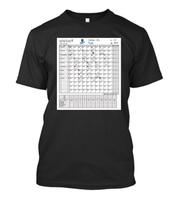 Kansas City Royals Vs NYY MLB Scorecard 10-10-2024 Michael Wacha T-Shirt