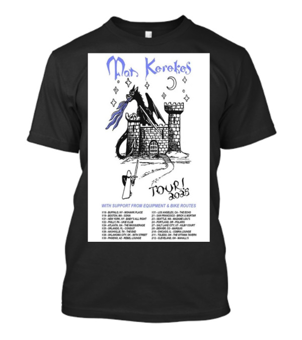 Mat Kerekes Tour 2025 America January February With Equipment And Bike Routes T-Shirt