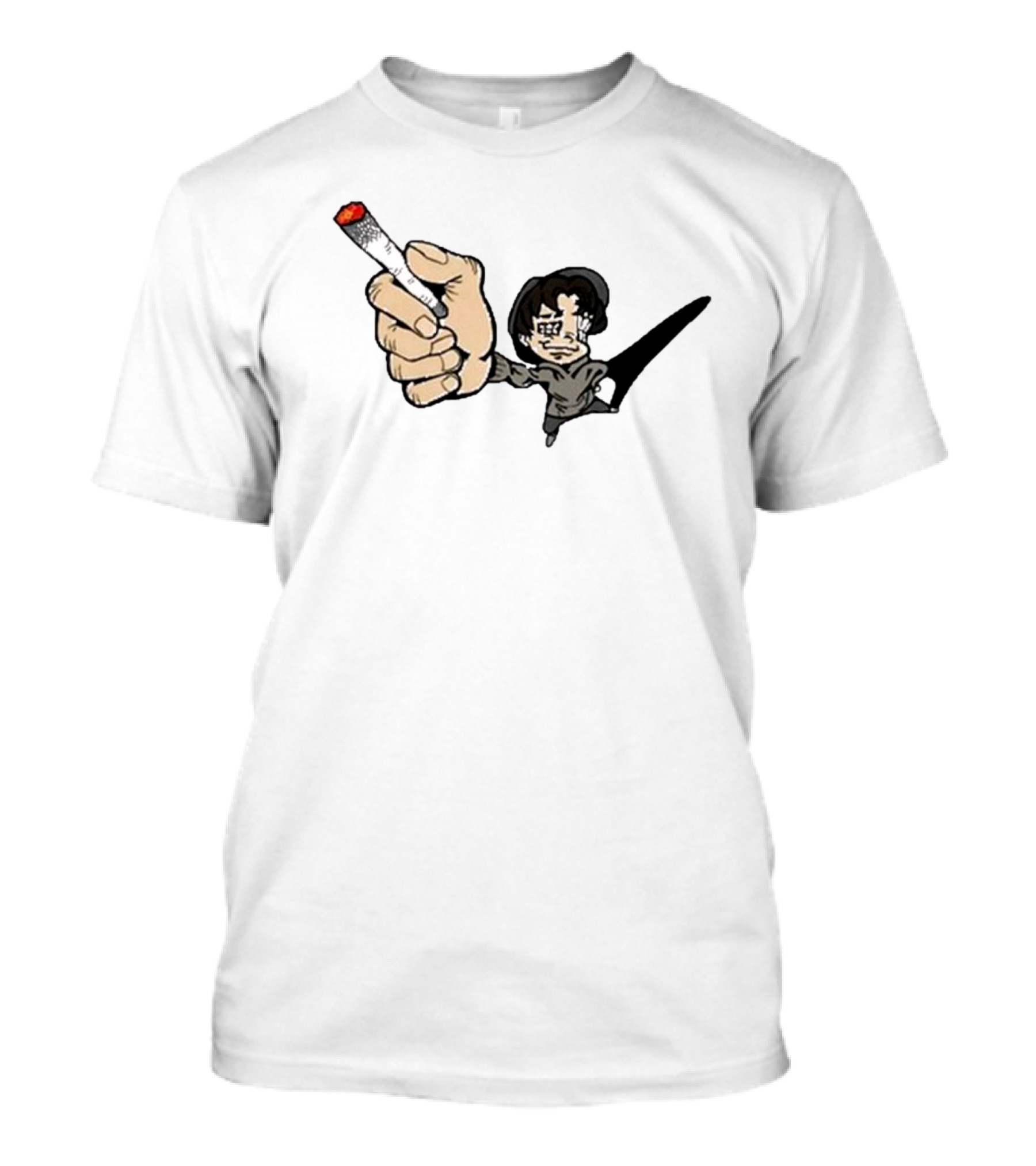 Rav Left-Handed Cigarette Keep The Change Tour Cartoon Character Holding Smoking Cigarette T-Shirt