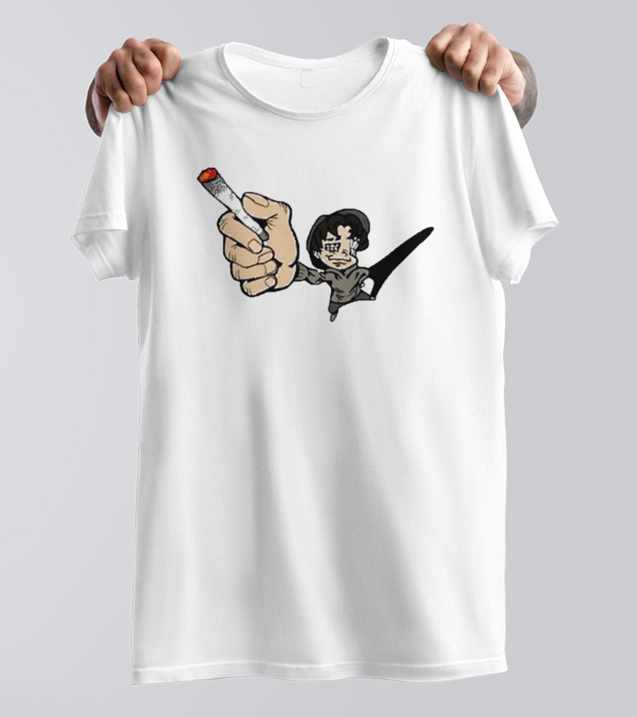 Rav Left-Handed Cigarette Keep The Change Tour Cartoon Character Holding Smoking Cigarette T-Shirt