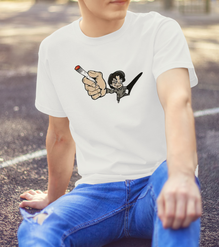 Rav Left-Handed Cigarette Keep The Change Tour Cartoon Character Holding Smoking Cigarette T-Shirt